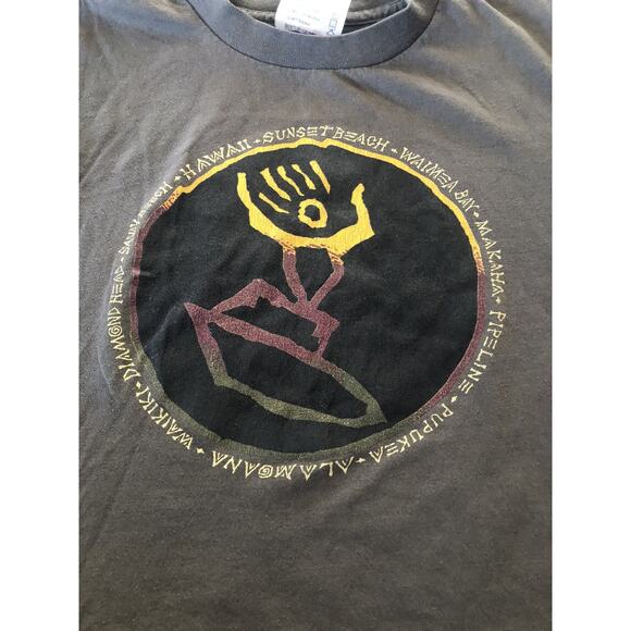 VTG Child 90s Single Stitch Hawaii Surfing T-Shirt Surf Size 6-8 USA Brown. B1 - Picture 2 of 5